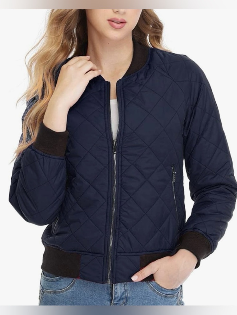 New w/o Tag.  Andy & Natalie Bomber Jacket, Quilted  Lightweight, Pockets Small